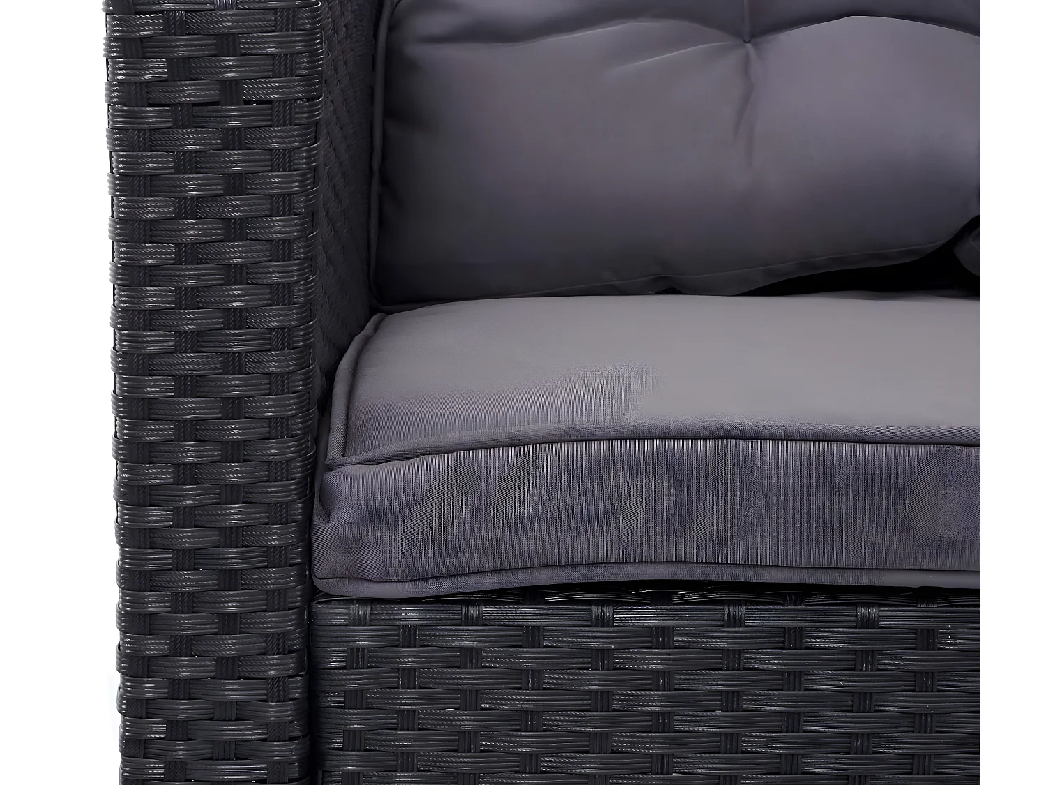 Polyrotan-set MCW-A29 met bank,  kussens donkergrijs, met bankje