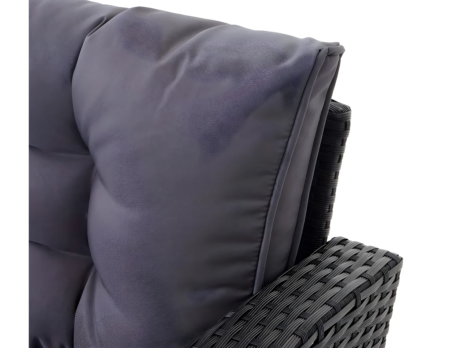 Polyrotan-set MCW-A29 met bank,  kussens donkergrijs, met bankje