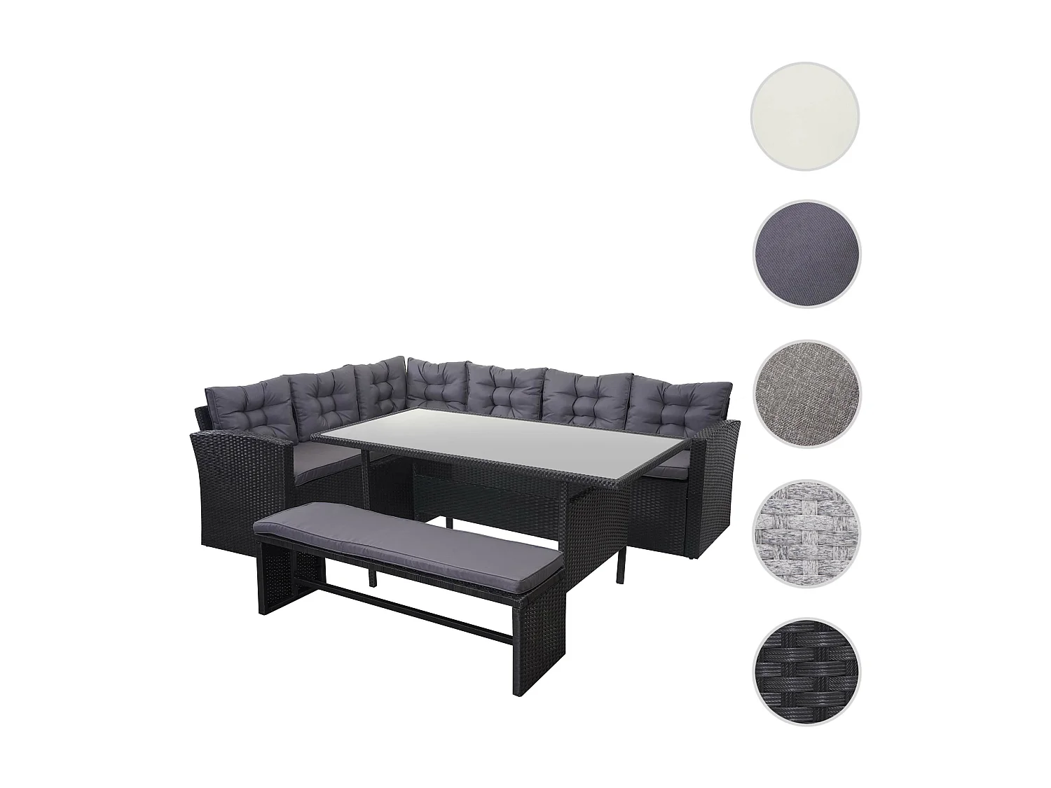 Zestaw polirattanowy MCW-A29 z ławką,  poduszki ciemnoszare, z ławką