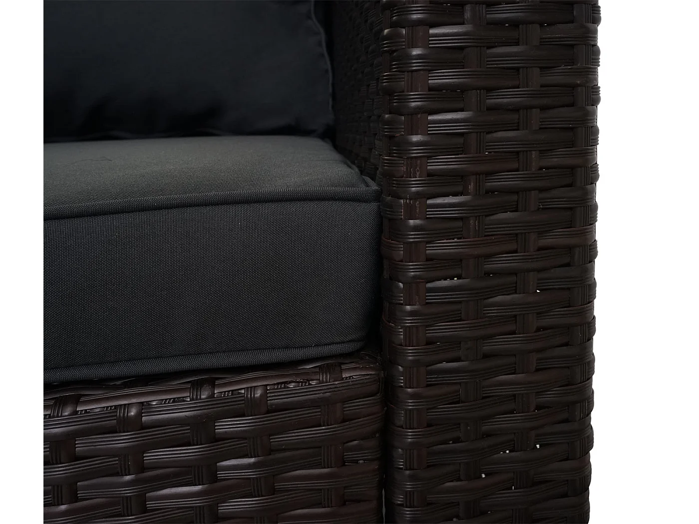 Poly-Rattan Garnitur MCW-F57 (3-teilig), Braun, Kissen dunkelgrau ohne Deko-Kissen