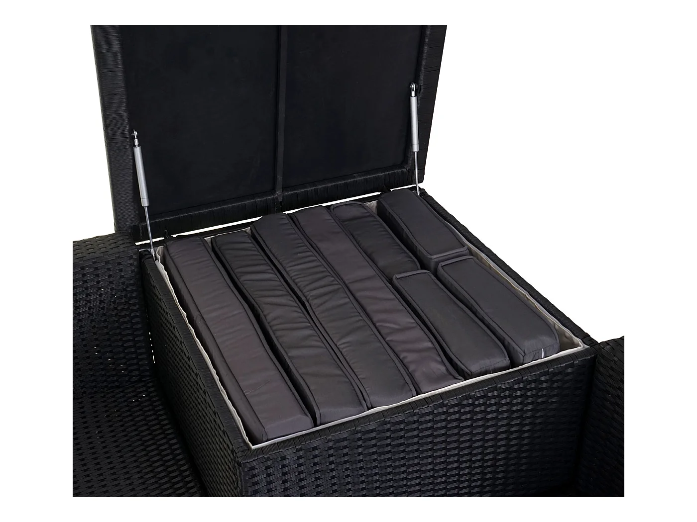 Zestaw polirattanowy MCW-D21 Schowek,  antracyt, ciemnoszare poduszki