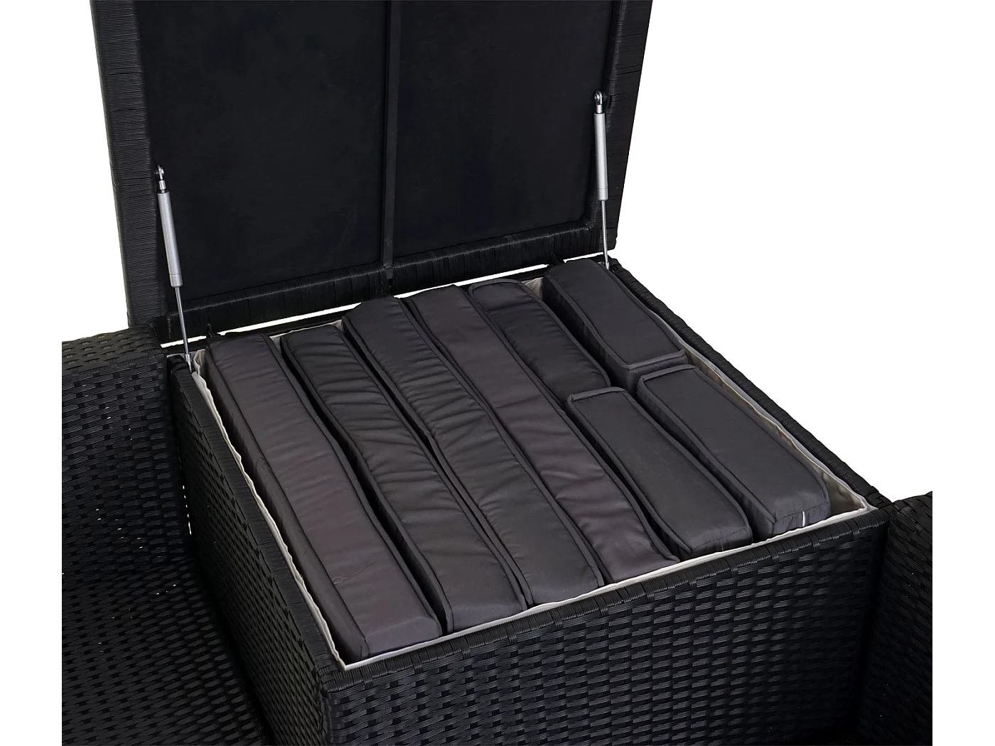 Poly-Rattan-Garnitur MCW-D21 Staufach, Anthrazit, Kissen dunkelgrau