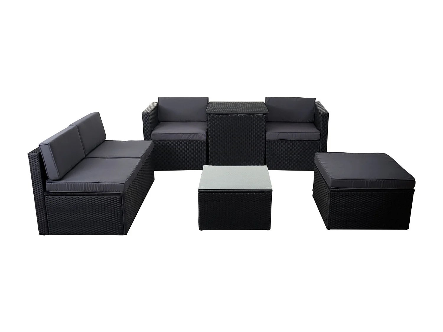 Poly-Rattan-Garnitur MCW-D21 Staufach, Anthrazit, Kissen dunkelgrau