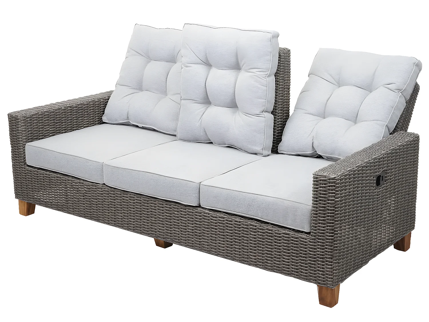 Gartengarnitur MCW-G28 Rattan (4-teilig), Grau, Kissen hellgrau