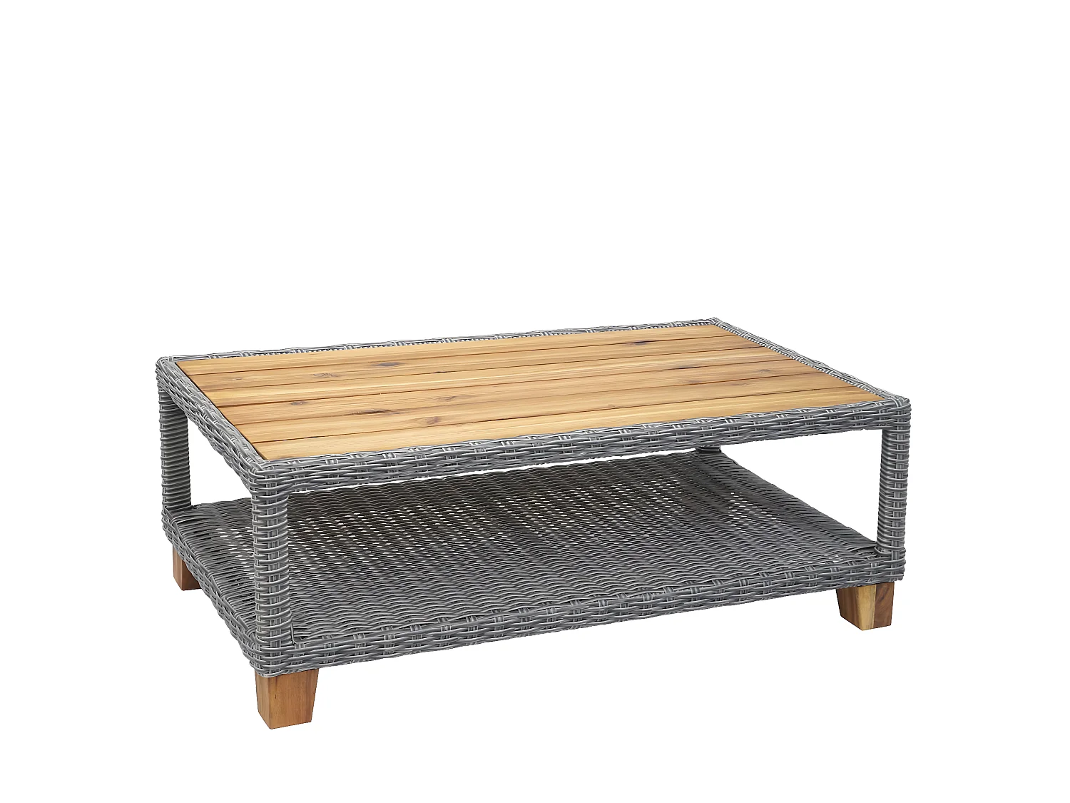 Gartengarnitur MCW-G28 Rattan (4-teilig), Grau, Kissen hellgrau