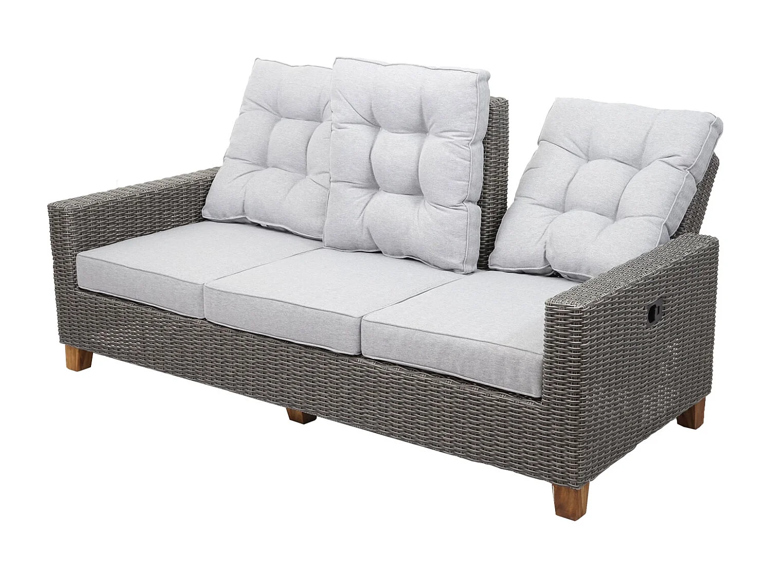 Gartengarnitur MCW-G28 Rattan (4-teilig), Grau, Kissen hellgrau