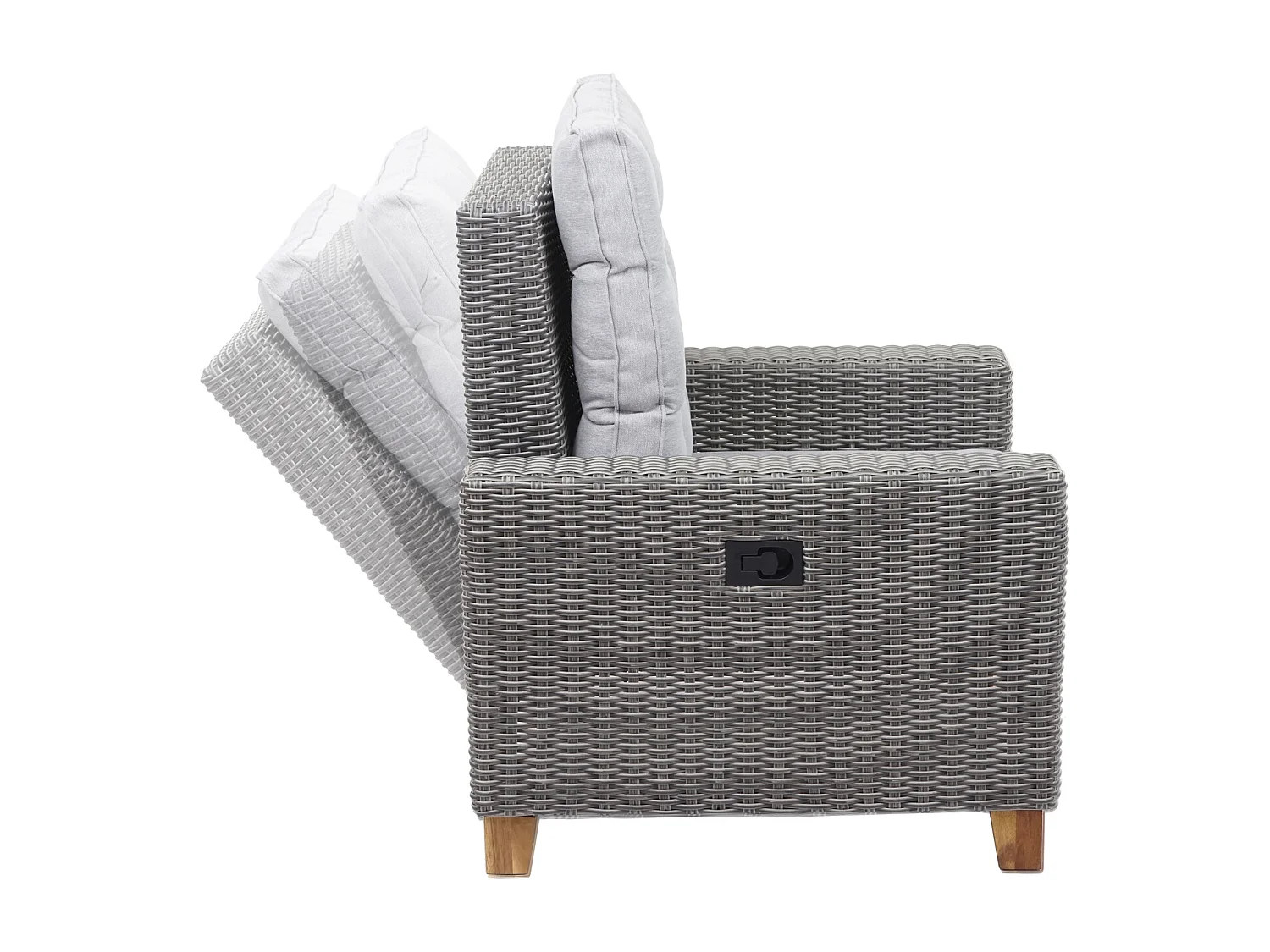 Gartengarnitur MCW-G28 Rattan (4-teilig), Grau, Kissen hellgrau