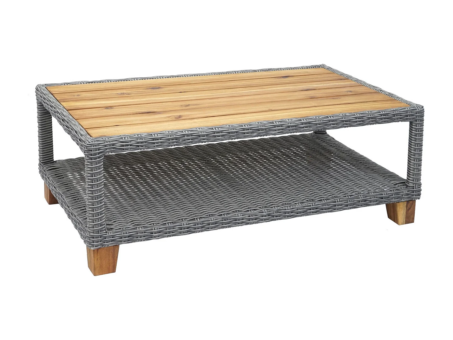 Gartengarnitur MCW-G28 Rattan (4-teilig), Grau, Kissen hellgrau