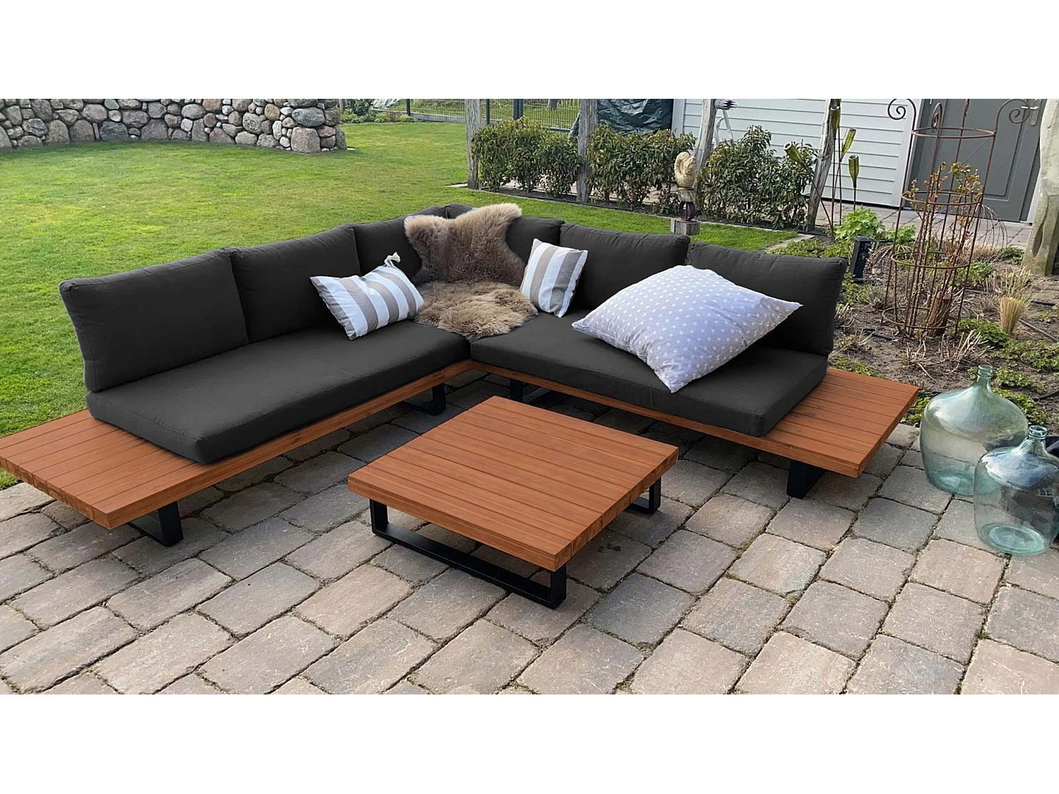 Tuinset MCW-H54 (set van 2),  bruin, donkergrijze bekleding