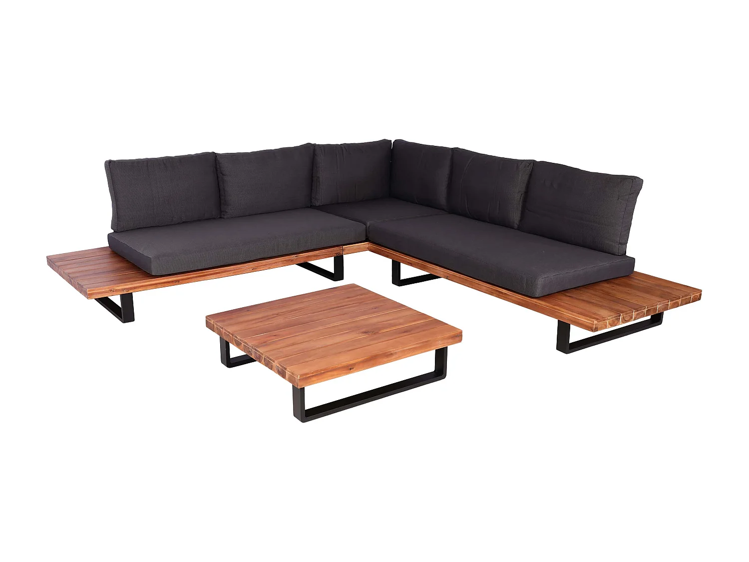 Garten-Garnitur MCW-H54 (2er-Set), Braun, Polster dunkelgrau