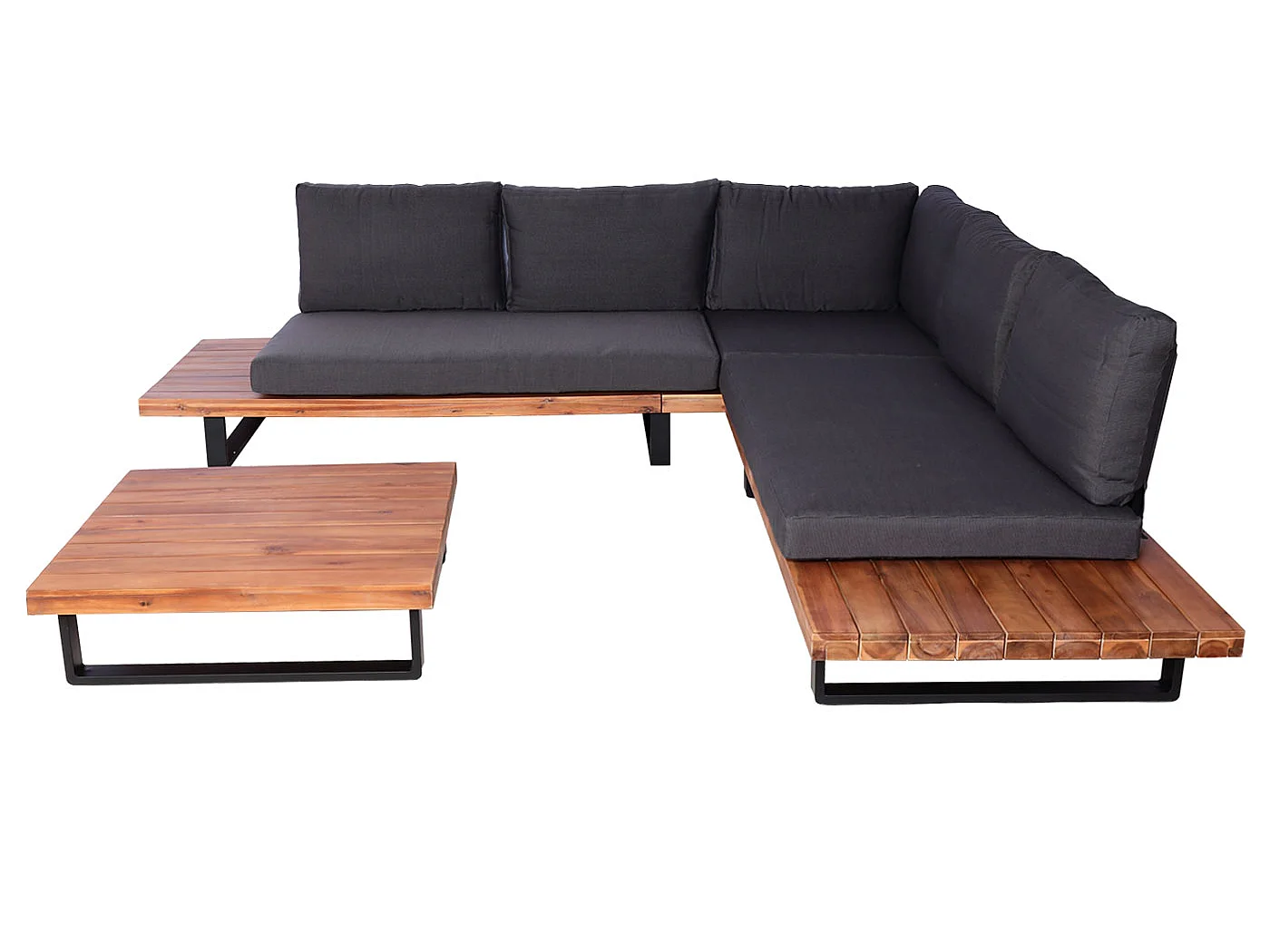 Garten-Garnitur MCW-H54 (2er-Set), Braun, Polster dunkelgrau