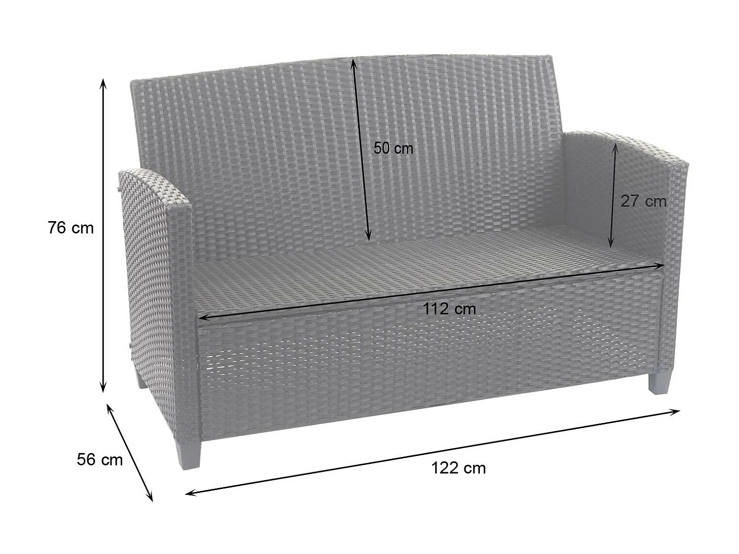 XXL polyrotan set MCW-F10 (4-delig),  antraciet
