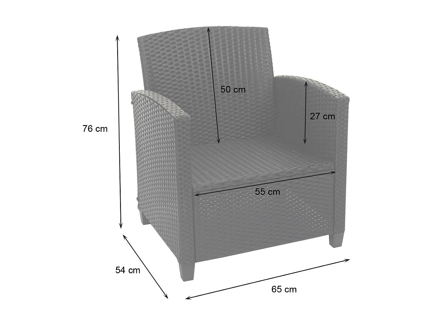 XXL polyrotan set MCW-F10 (4-delig),  antraciet