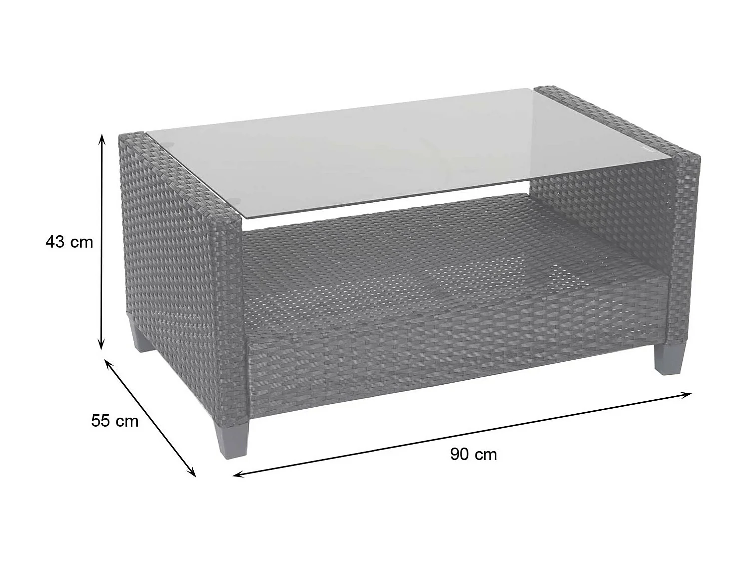 XXL polyrotan set MCW-F10 (4-delig),  antraciet