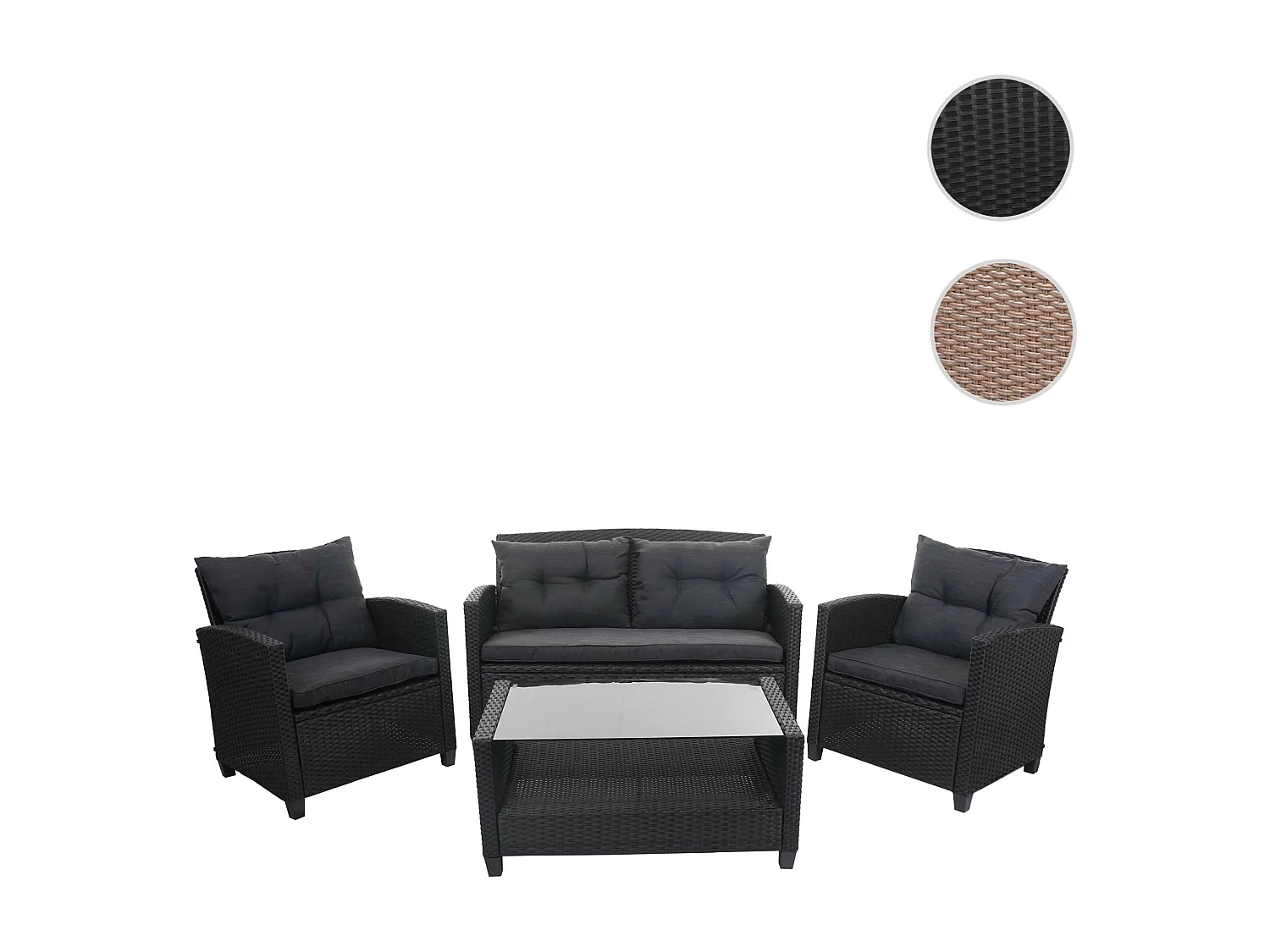 XXL polyrotan set MCW-F10 (4-delig),  antraciet