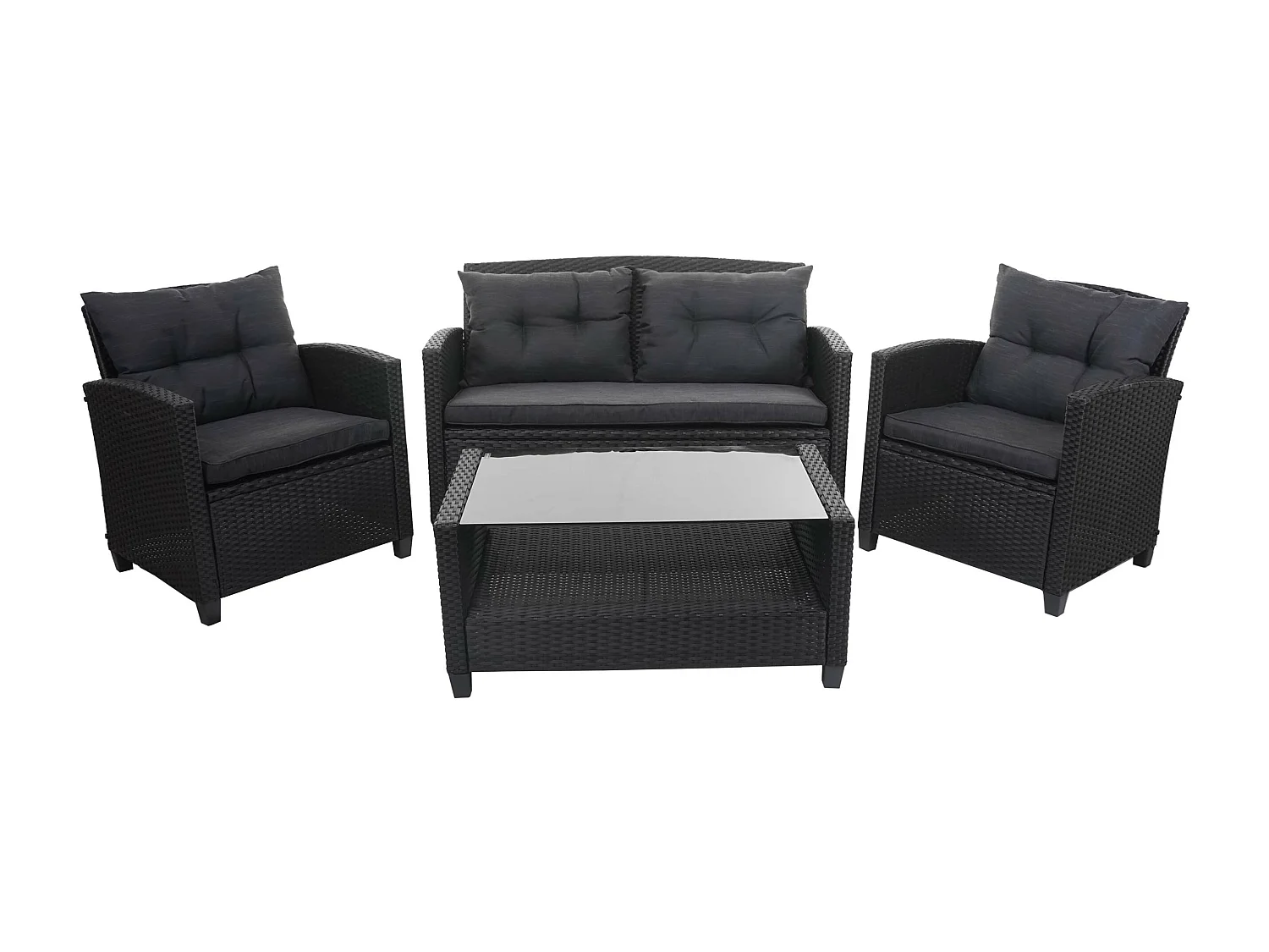 Zestaw rattanowy XXL MCW-F10 (4 szt.),  antracyt