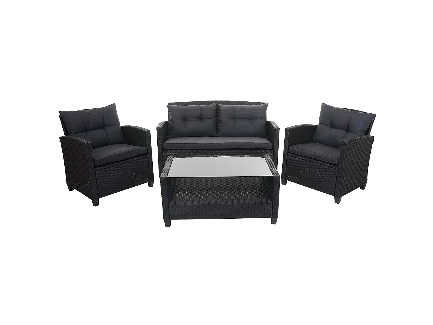 Zestaw rattanowy XXL MCW-F10 (4 szt.),  antracyt