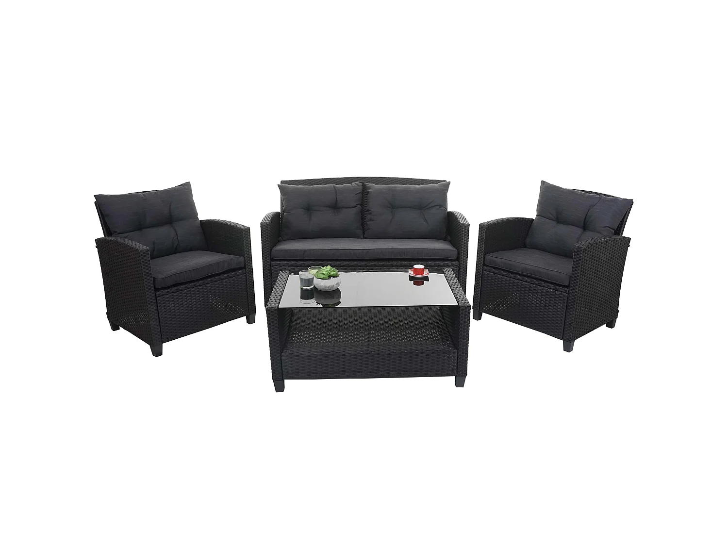 Zestaw rattanowy XXL MCW-F10 (4 szt.),  antracyt