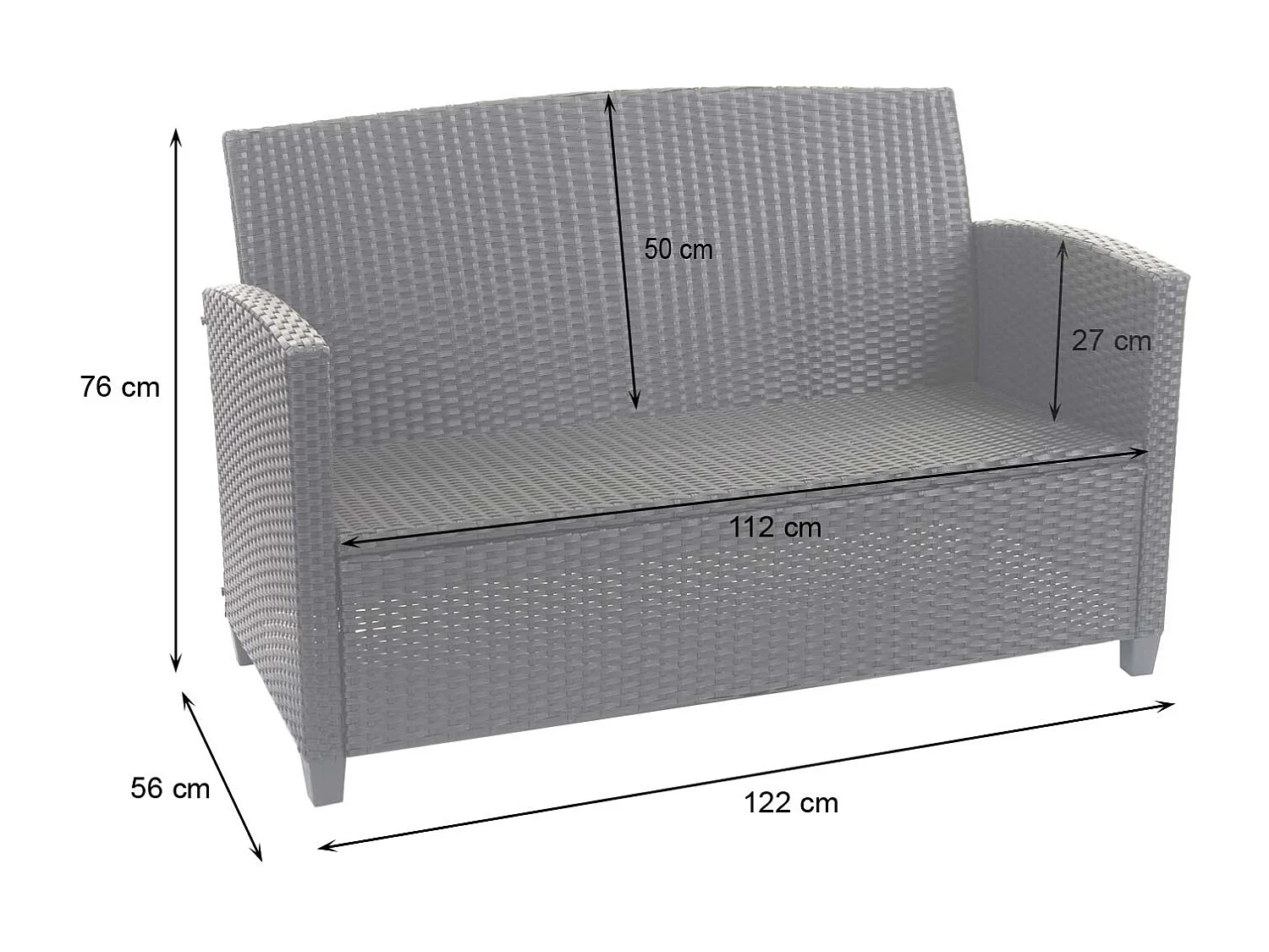 Zestaw rattanowy XXL MCW-F10 (4 szt.),  antracyt