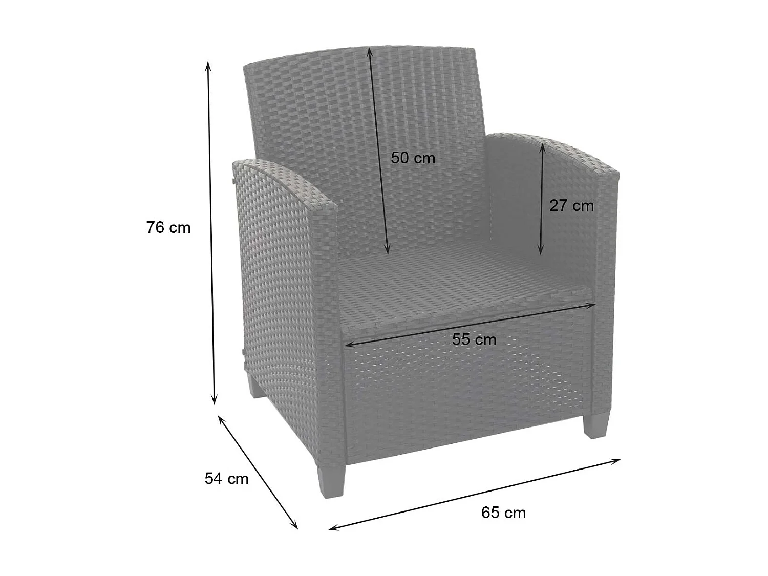 Zestaw rattanowy XXL MCW-F10 (4 szt.),  antracyt