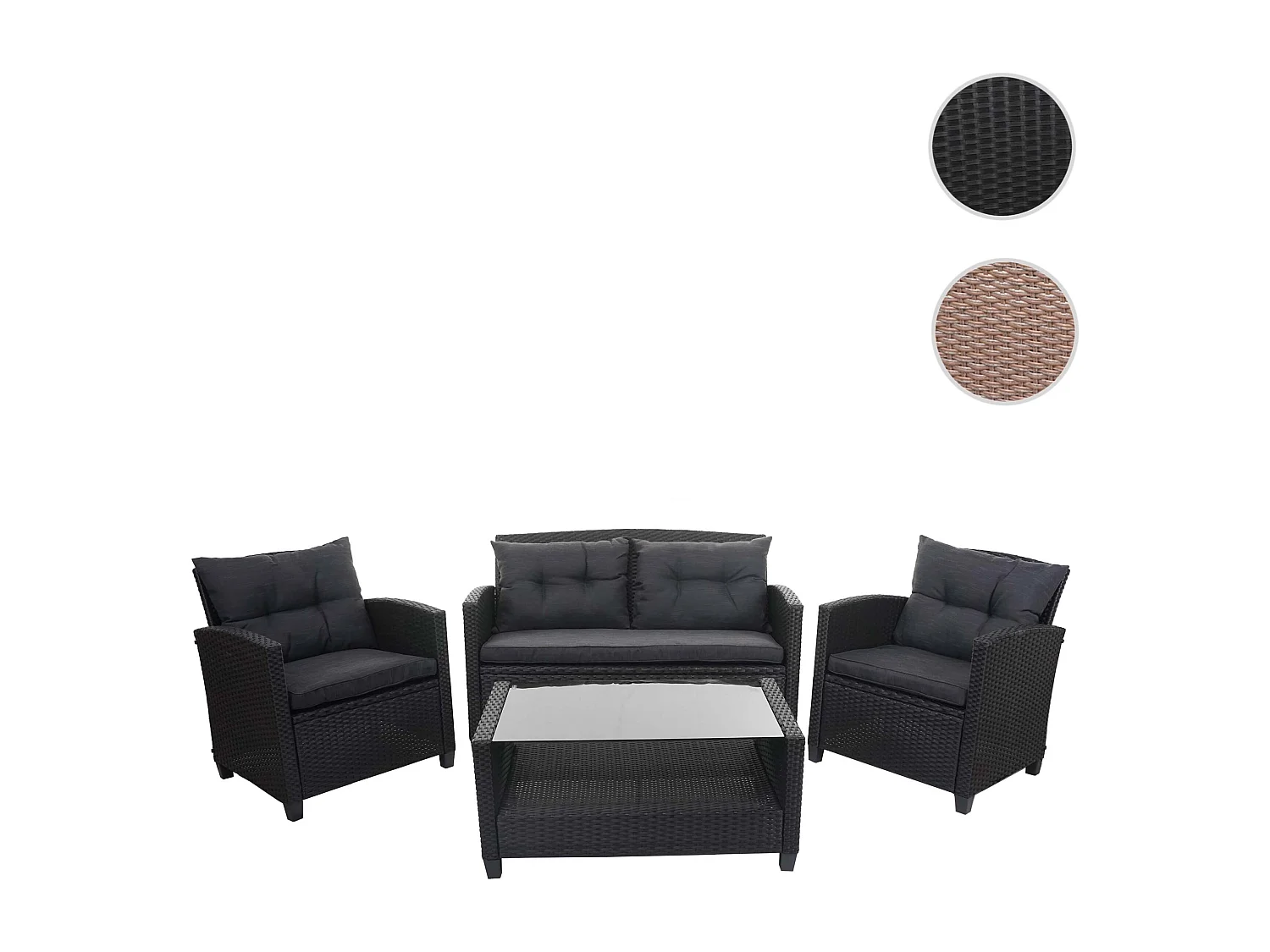 Zestaw rattanowy XXL MCW-F10 (4 szt.),  antracyt