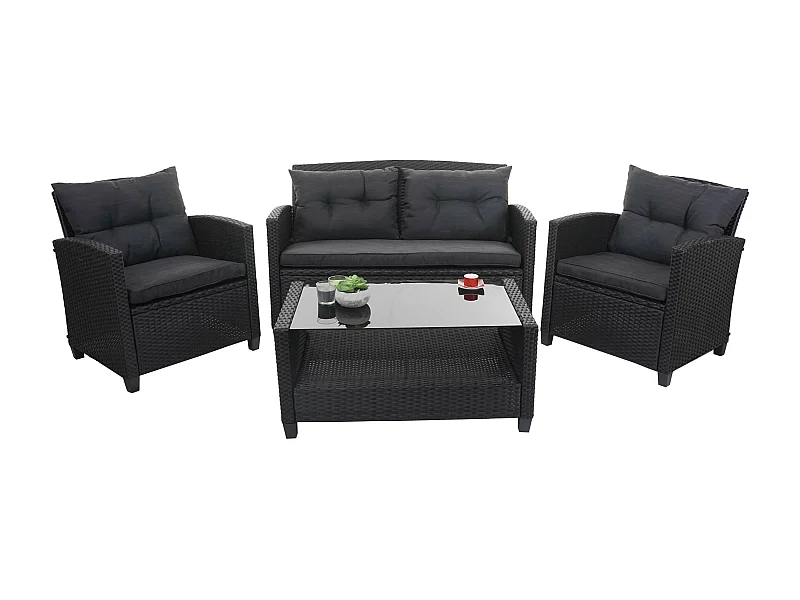 XXL Poly-Rattan Garnitur MCW-F10 (4-tlg), Anthrazit