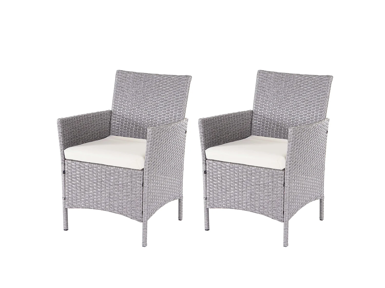 3-2-1-1 Poly-Rattan Garnitur Hamar, Grau, Kissen creme