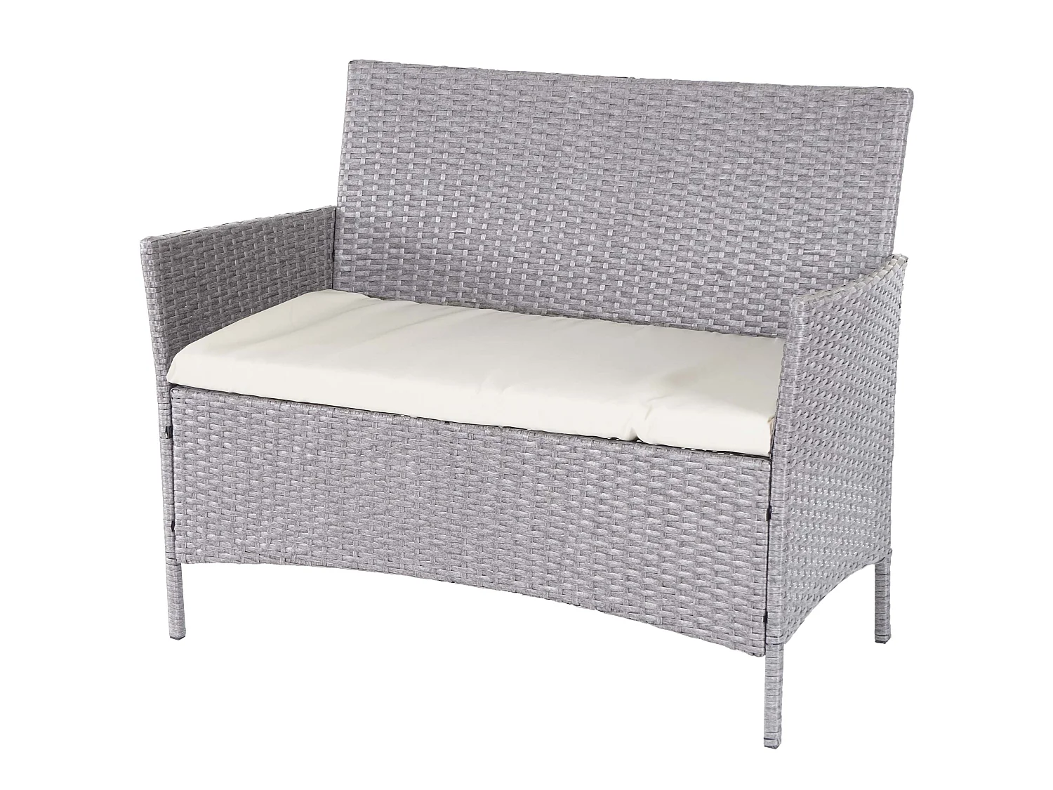 3-2-1-1 Poly-Rattan Garnitur Hamar, Grau, Kissen creme
