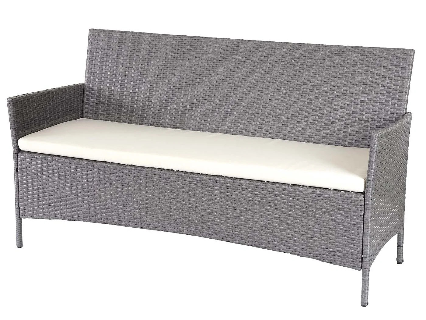 3-2-1-1 Poly-Rattan Garnitur Hamar, Grau, Kissen creme