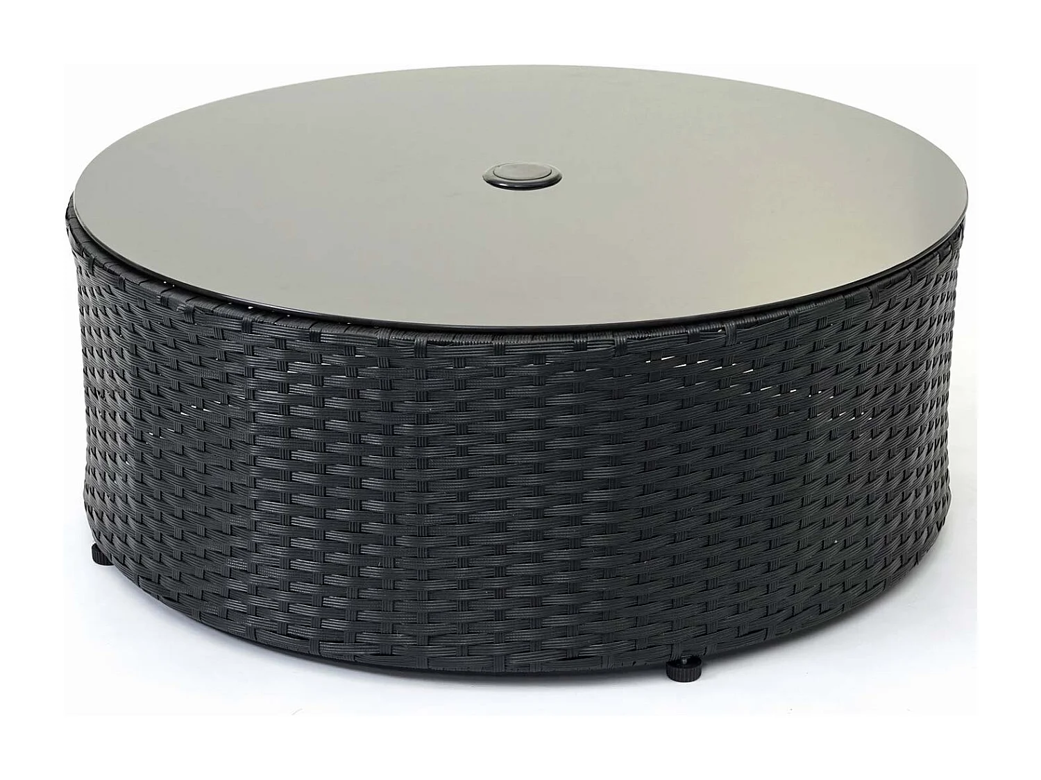 Poly-Rattan Garnitur MCW-E17 rund, Schwarz, Polster dunkelgrau, Kissen terracotta