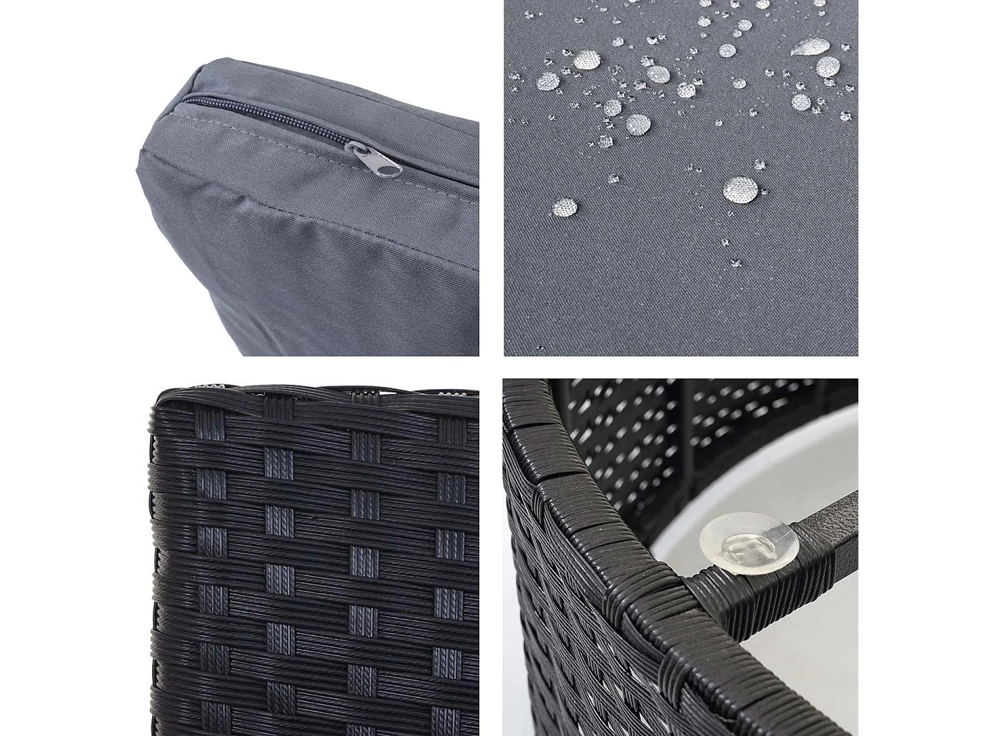 Poly-Rattan Garnitur MCW-E17 rund, Schwarz, Polster dunkelgrau, Kissen terracotta