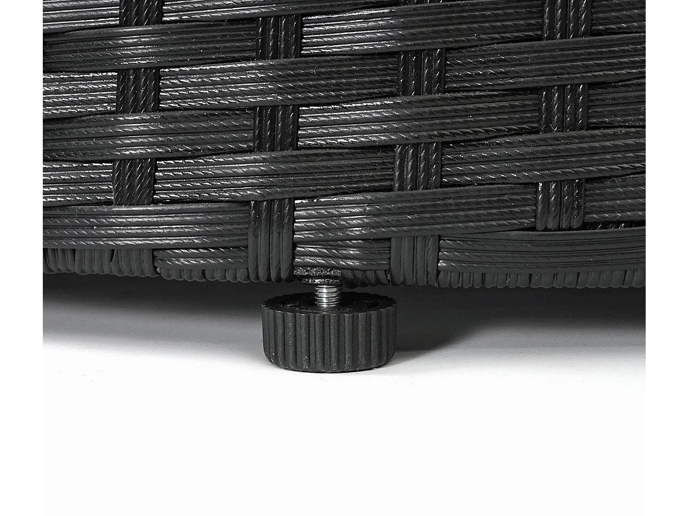 Zestaw z polirattanowym wykończeniem MCW-E17 okrągły,  czarny, tapicerka ciemnoszara, poduszki terakotowe