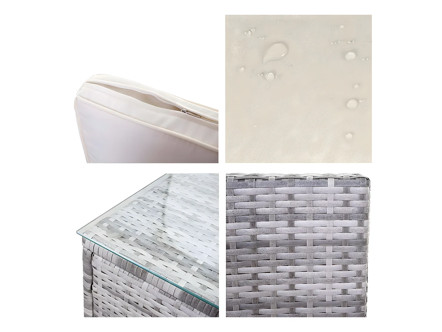 Poly-Rattan-Garnitur MCW-D28 (5-teilig), Grau, Polster creme ohne Deko-Kissen/Abdeckung