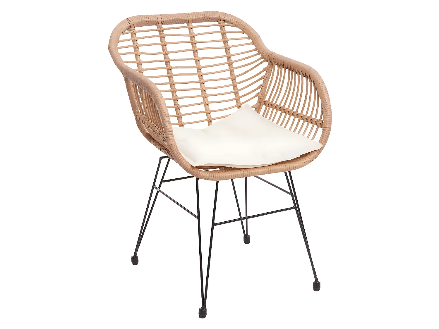 Poly-Rattan Garnitur MCW-G17 (3-teilig), Naturfarben, Kissen creme