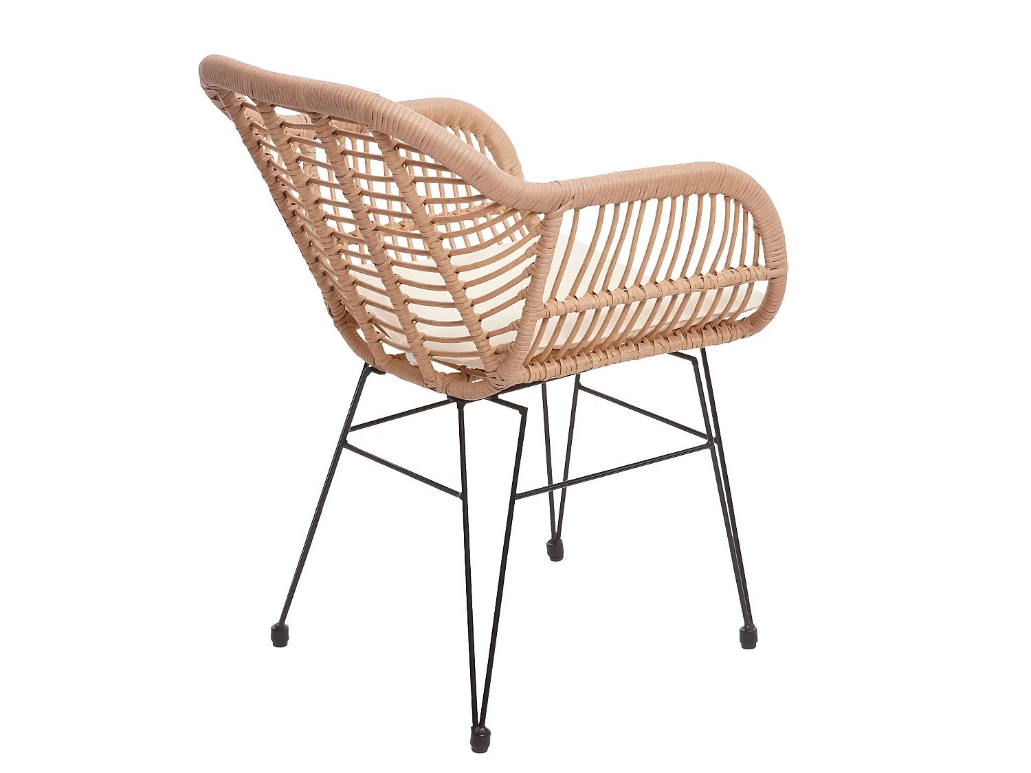 Poly-Rattan Garnitur MCW-G17 (3-teilig), Naturfarben, Kissen creme