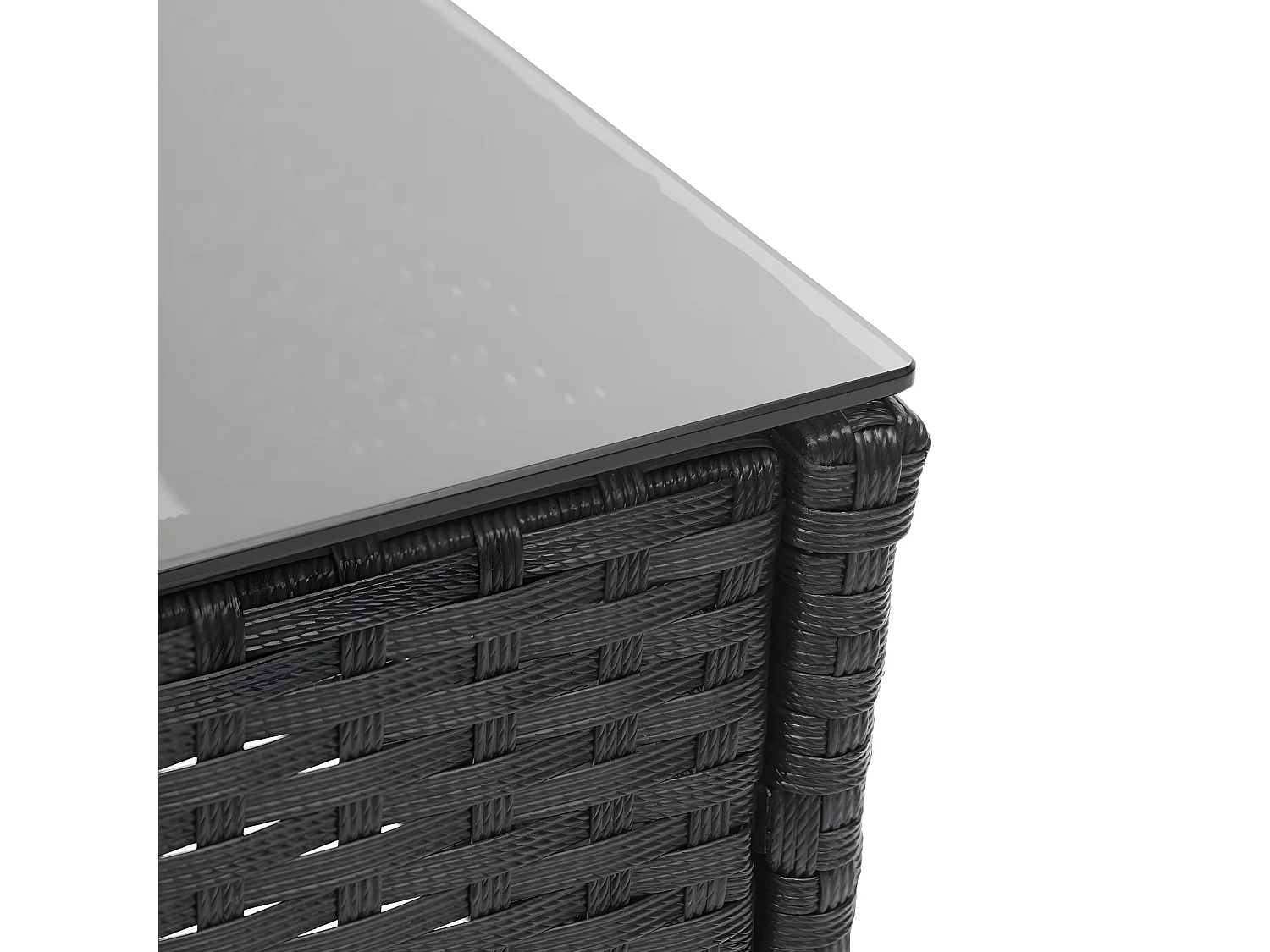 Set salotto giardino esterno salottino elegante MCW-F55 polyrattan nero con cuscini grigio scuro