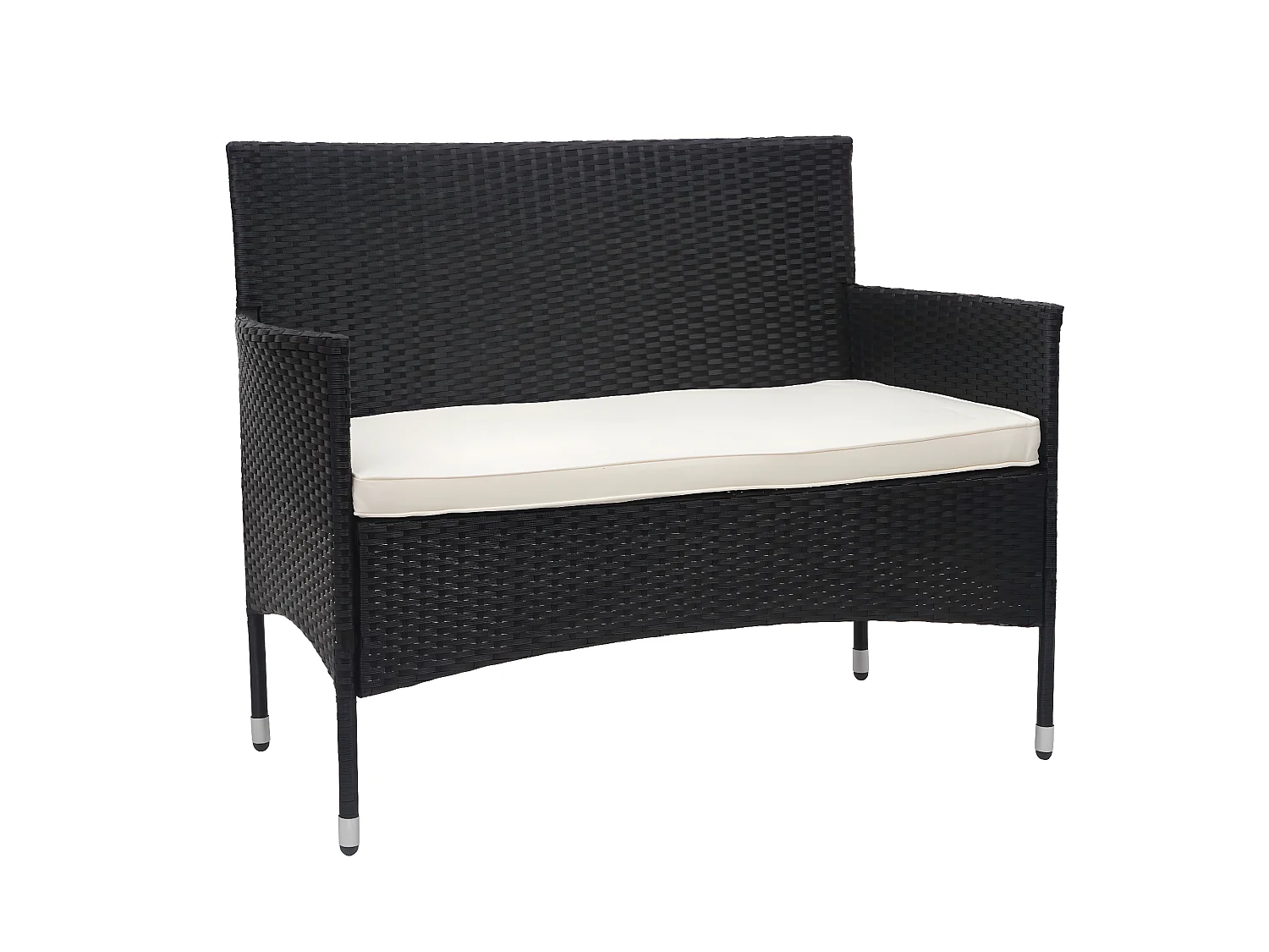 Poly-Rattan Garnitur MCW-F55 (4-teilig), Schwarz, Kissen creme