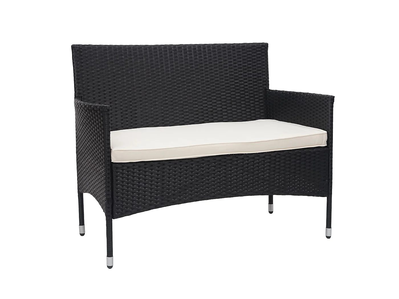 Zestaw polirattanowy MCW-F55 (4-częściowy),  czarny, kremowe poduszki