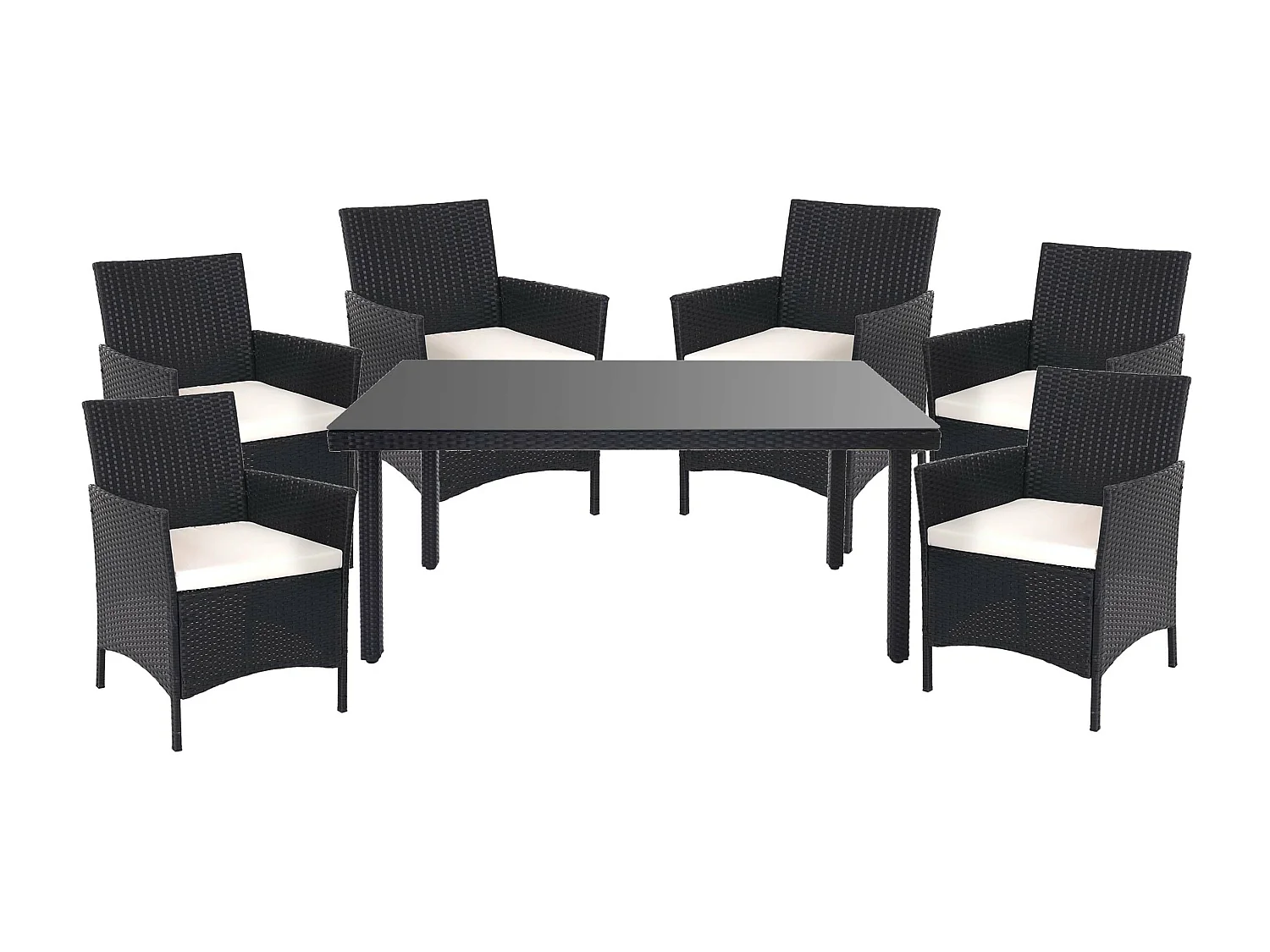 Polyrotan-set  Hamar (7-delig),  antraciet, kussens crème