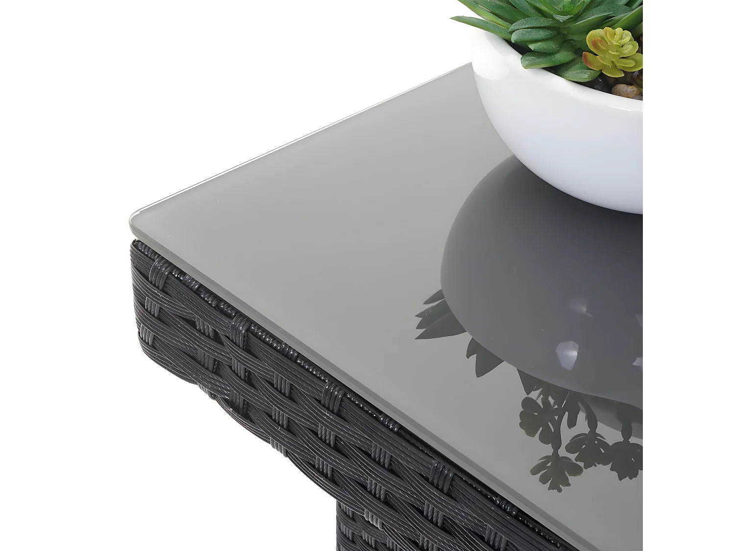 Zestaw rattanowy Hamar (7 elementów),  antracyt, poduszki kremowe