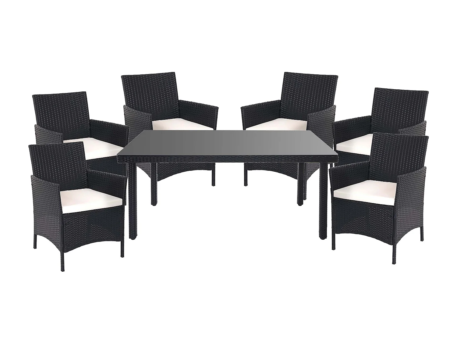 Zestaw z polirattanowym wykończeniem  Hamar (7 elementów),  antracytowy, poduszki kremowe