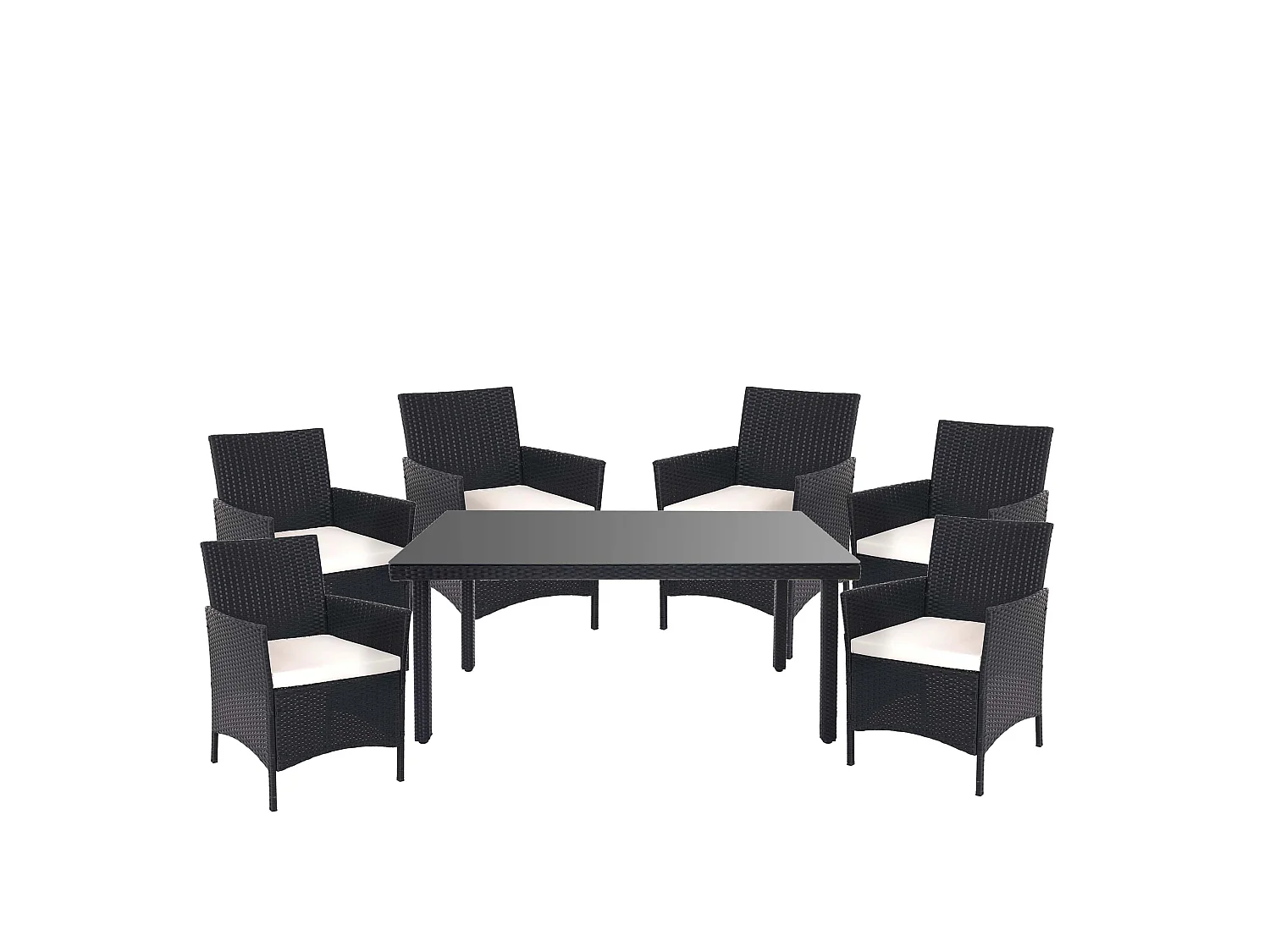 Poly-Rattan-Garnitur  Hamar (7-teilig), Anthrazit, Kissen creme