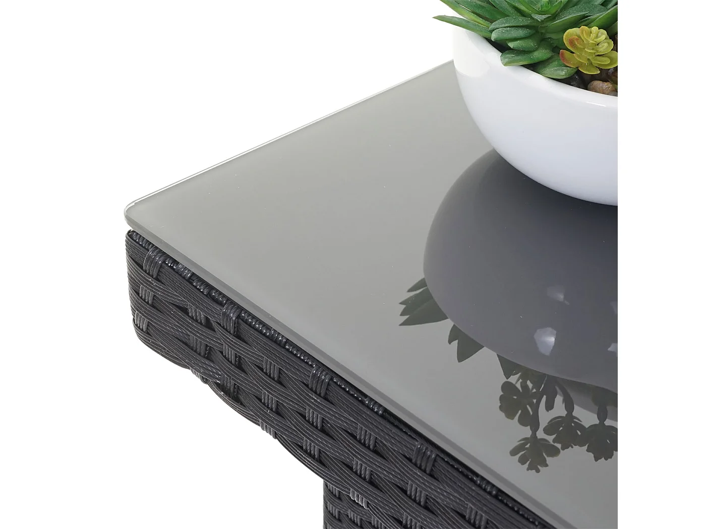 Poly-Rattan-Garnitur  Hamar (7-teilig), Anthrazit, Kissen creme