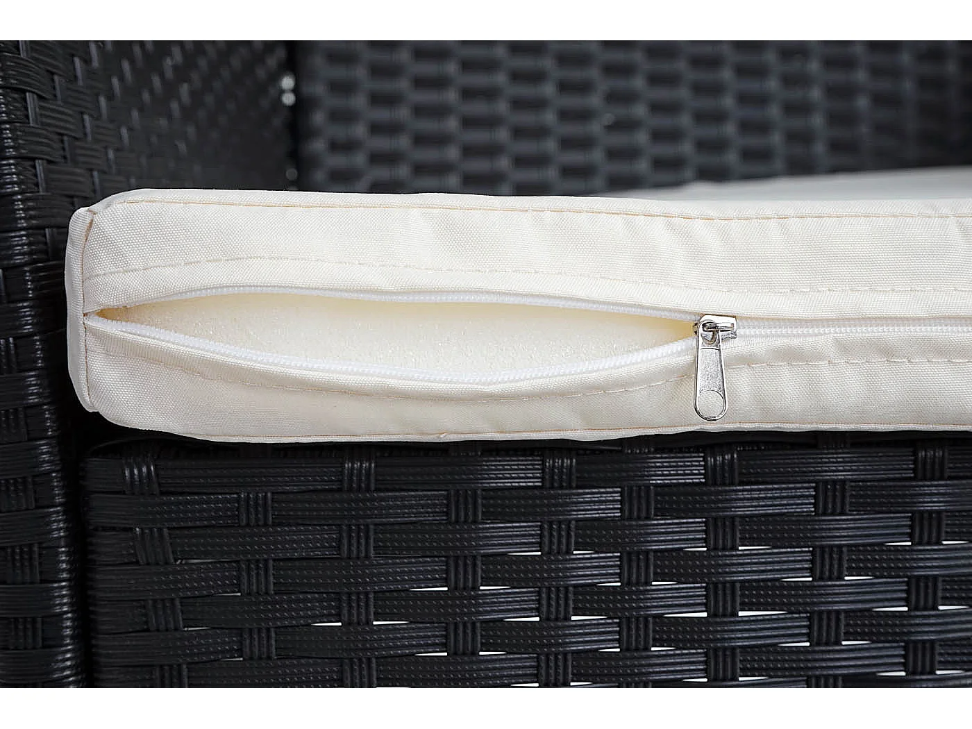 Poly-Rattan-Garnitur  Hamar (7-teilig), Anthrazit, Kissen creme