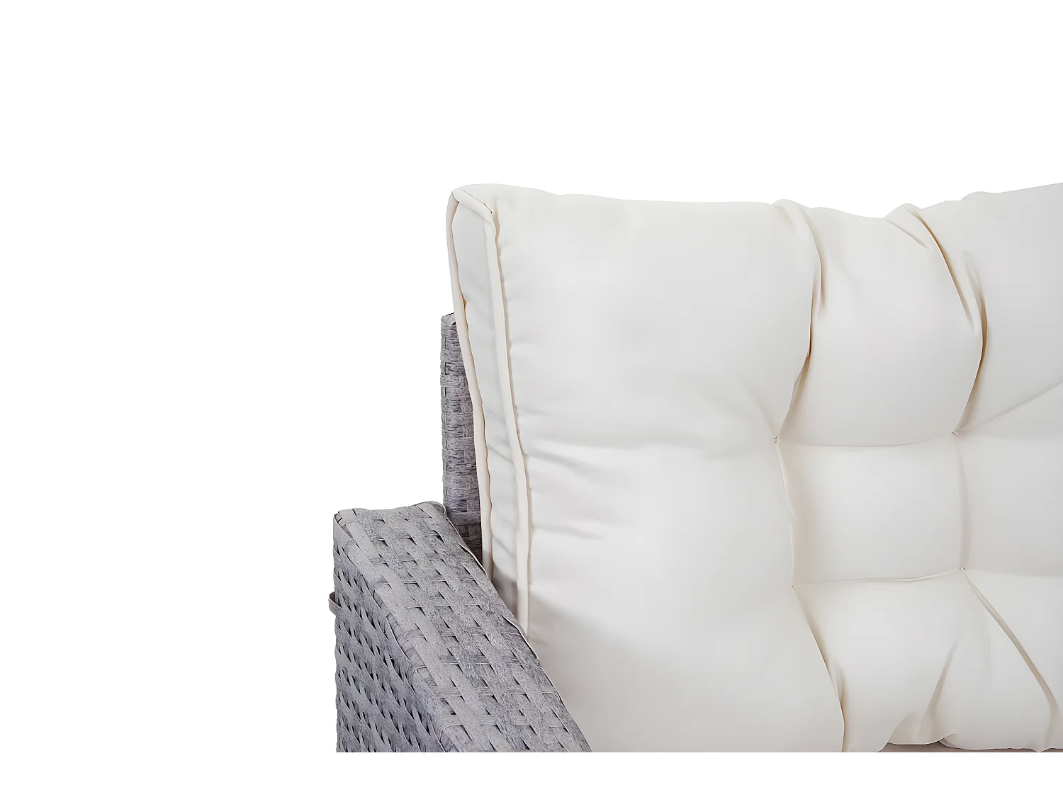 Zestaw polirattanowy MCW-A29,  jasnoszary, kremowe poduszki + 2x stołki