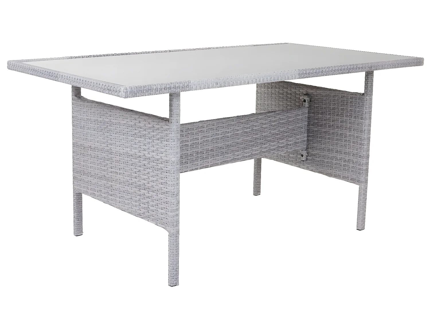 Zestaw polirattanowy MCW-A29,  jasnoszary, kremowe poduszki + 2x stołki