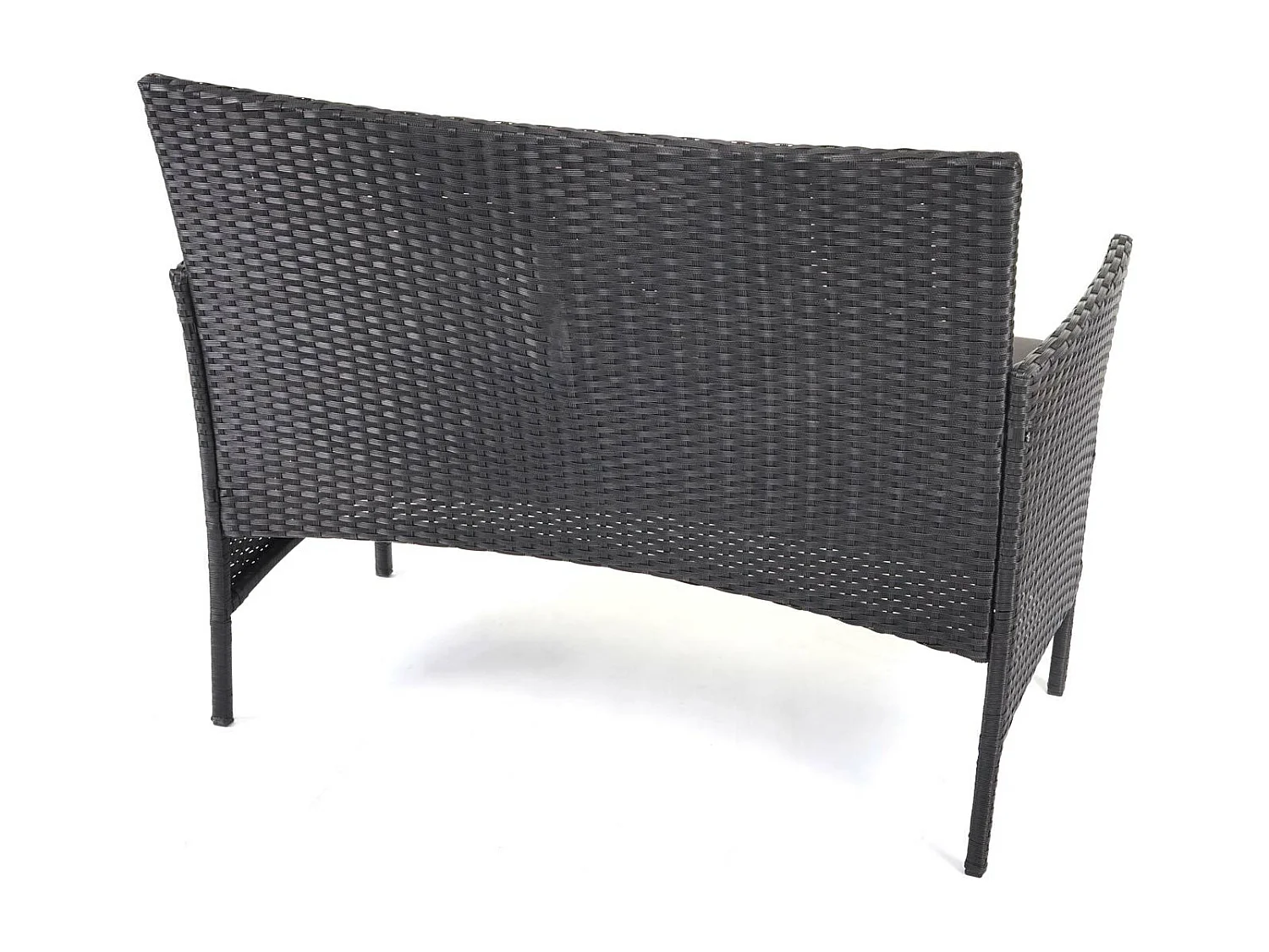 Set salotto giardino esterno salottino elegante MCW-D82 polyrattan nero con cuscini antracite