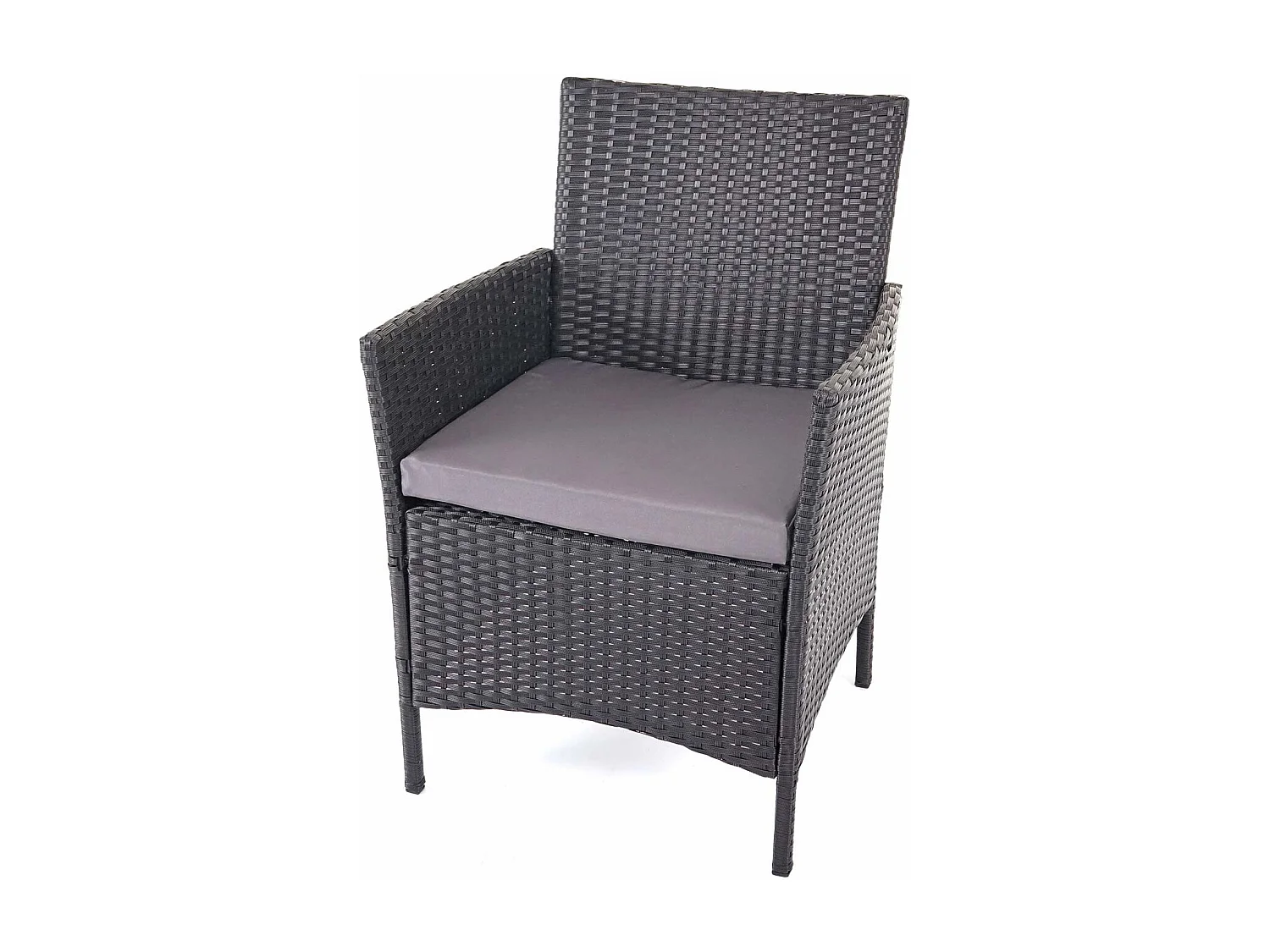 Set salotto giardino esterno salottino elegante MCW-D82 polyrattan nero con cuscini antracite