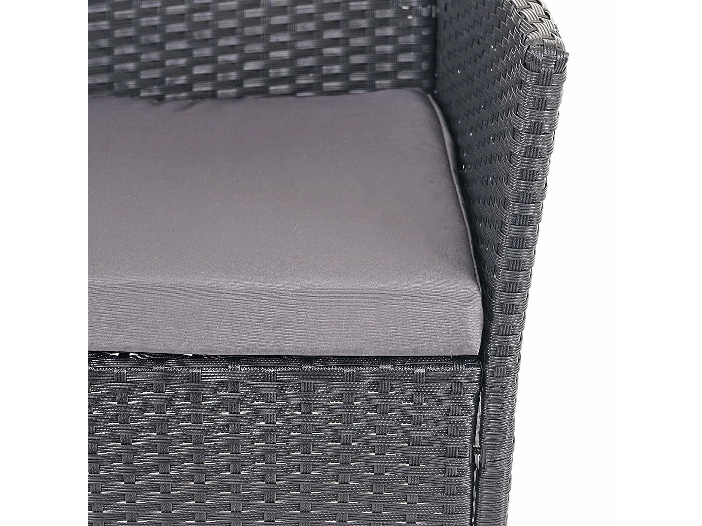 Set salotto giardino esterno salottino elegante MCW-D82 polyrattan nero con cuscini antracite