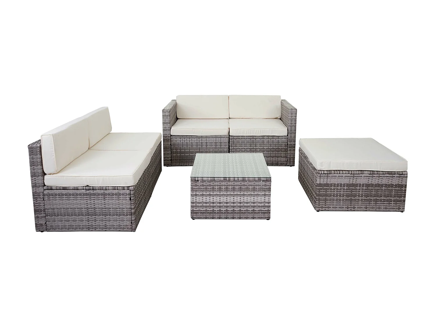 Poly-Rattan-Garnitur MCW-D24, Grau, Polster creme